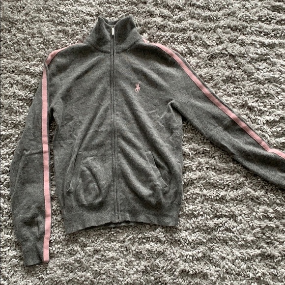 RL Pink Pony cashmere turtleneck cardigan
